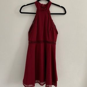 lulus burgundy lace skater dress